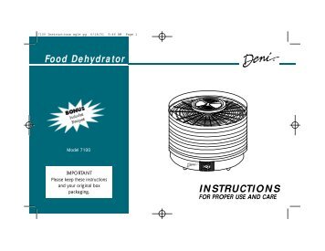 INSTRUCTIONS Food Dehydrator - Deni