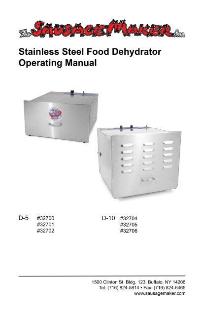 Stainless Steel Food Dehydrator Operating Manual - Everything ...