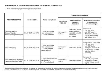 VERENIGINGEN, STICHTINGEN en ORGANISMEN : GEBRUIK ...