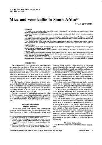 Mica and vermiculite in South Africa* - saimm