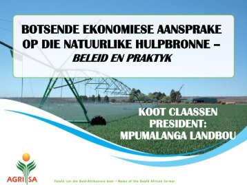 botsende ekonomiese aansprake op die natuurlike ... - Agri SA