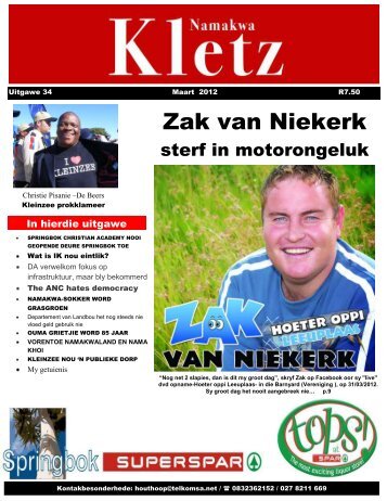 Zak van Niekerk - Namaqualand Information