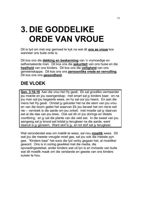 DIE RESTOURASIE VAN VROULIKHEID - Kanaan Ministries