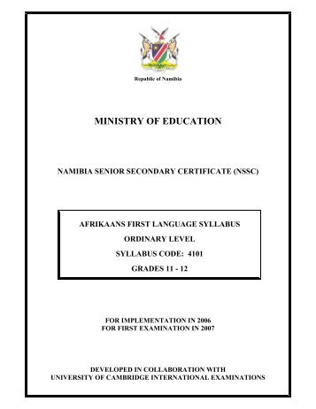 MINISTRY OF EDUCATION - National Institute for Educational ...