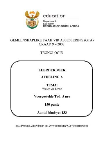 GEMEENSKAPLIKE TAAK VIR ASSESSERING (GTA) GRAAD 9 ...