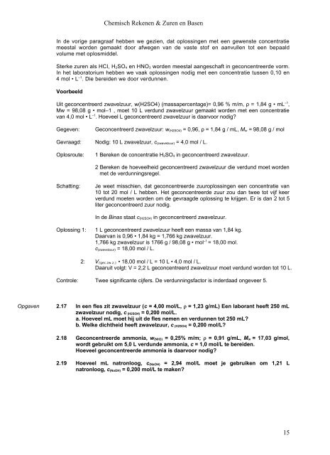 Chemisch rekenen & zuren en basen - Wisnet