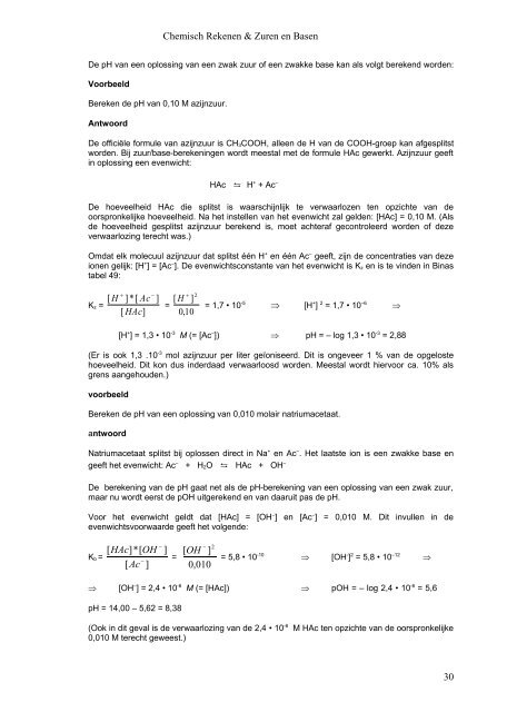 Chemisch rekenen & zuren en basen - Wisnet