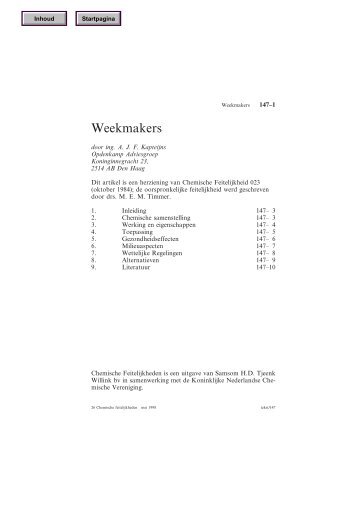 Weekmakers - Chemische Feitelijkheden