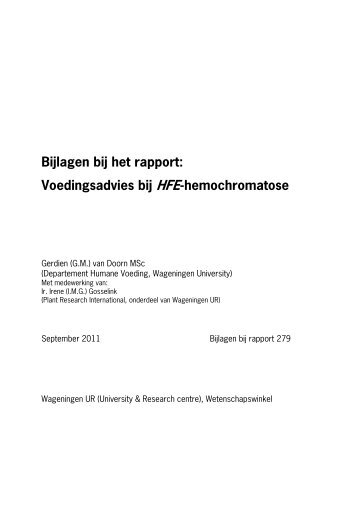 Voedingsadvies bij HFE-hemochromatose - Wageningen UR