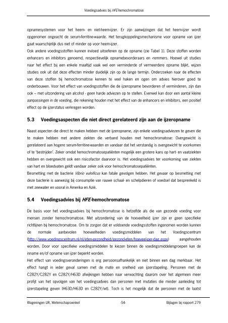 Voedingsadvies bij HFE-hemochromatose - Wageningen UR