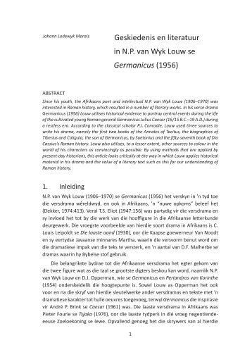 Geskiedenis en literatuur in N.P. van Wyk Louw se Germanicus (1956)