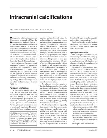Intracranial calcifications - Applied Radiology Online