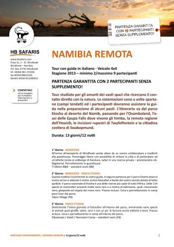 NAMIBIA REMOTA - HB Safaris