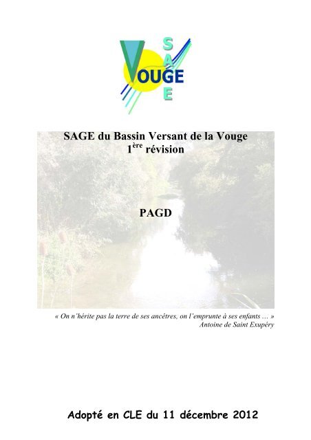 SAGE du Bassin Versant de la Vouge 1 révision PAGD - MAIRIE D ...