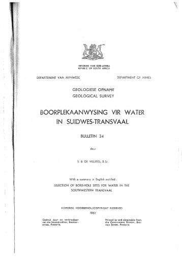 BOORPLEKAAN\iVYSING VIR WATER IN SUiDWES-TRANSVAAL