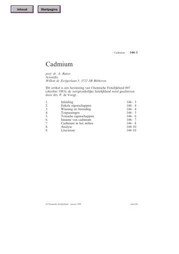 Cadmium - Chemische Feitelijkheden