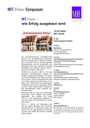 Programm als PDF - MIT - Management Intelligenter Technologien ...