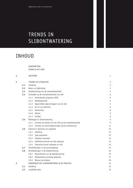 TRENDS IN SLIBONTWATERING - Stowa