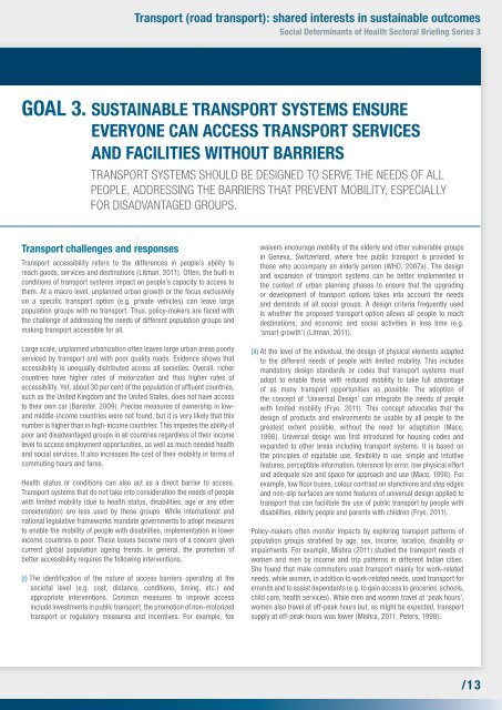 Social determinantS of health Sectoral briefing SerieS 3