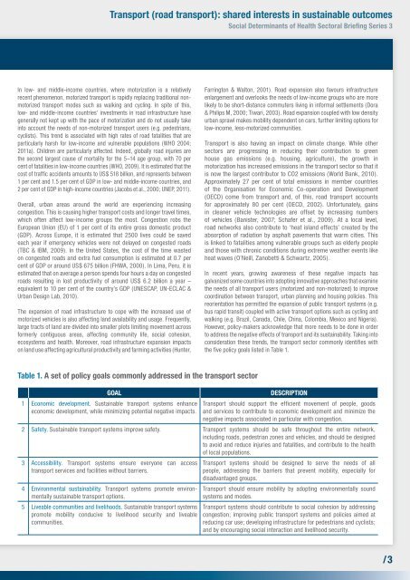 Social determinantS of health Sectoral briefing SerieS 3