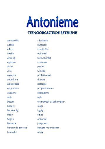 Antonieme - Kleuters