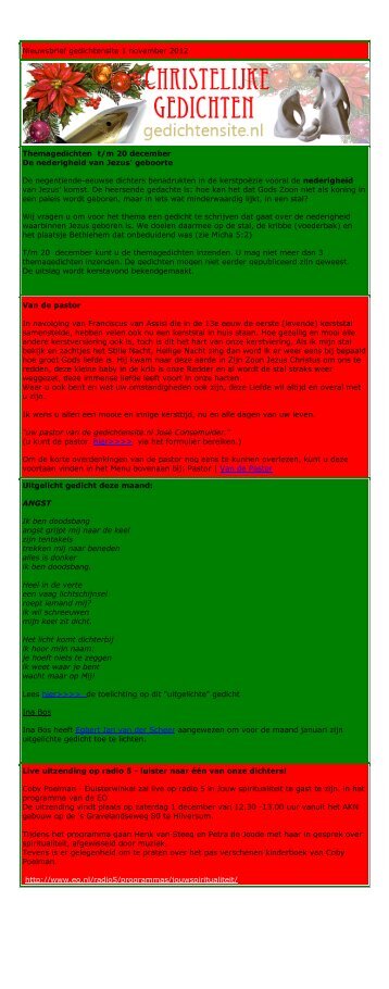 Nieuwsbrief gedichtensite 1 november 2012 Themagedichten t/m 20 ...