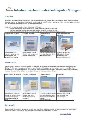 Infosheet verbandmateriaal Cupola - Söhngen