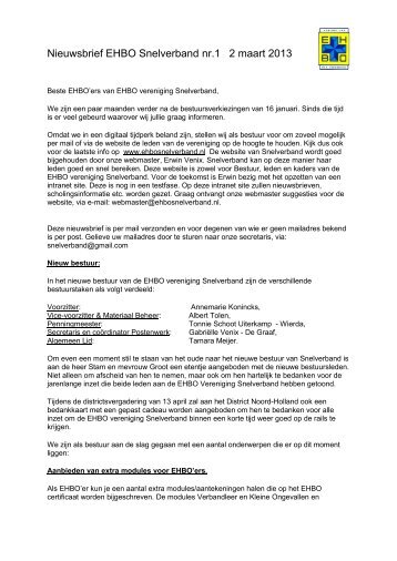 Nieuwsbrief EHBO Snelverband - EHBO Vereniging Snelverband
