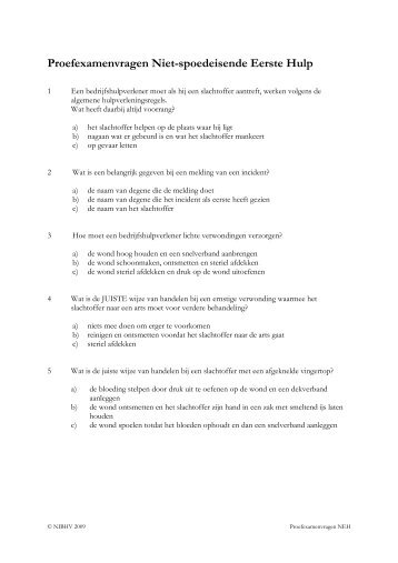 Proefexamenvragen-Niet-spoedeisende-Eerste-Hulp.pdf - Nibhv