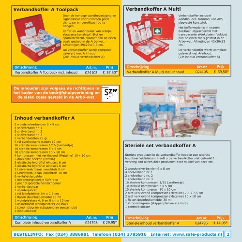 Controle & aanvullen verbandkoffers - Safe Products