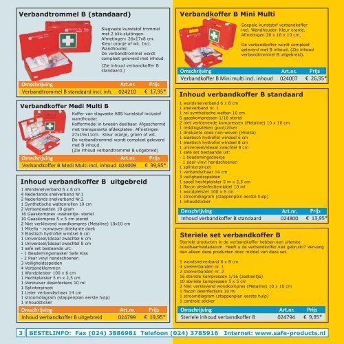 Controle & aanvullen verbandkoffers - Safe Products