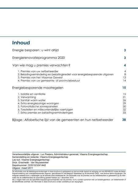 Premies voor energiebesparing in Vlaanderen 2011 - Publicaties