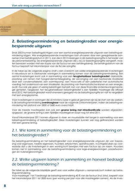 Premies voor energiebesparing in Vlaanderen 2011 - Publicaties