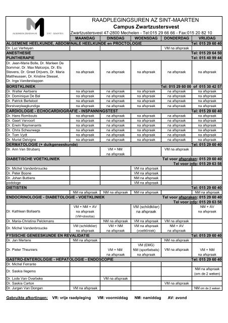RAADPLEGINGSUREN AZ SINT-MAARTEN Campus ...