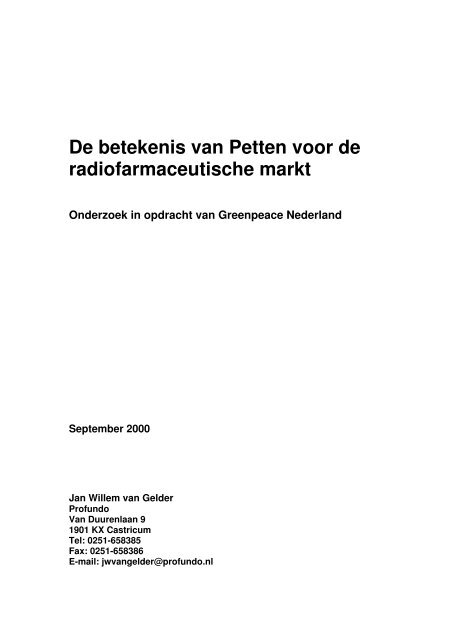 De betekenis van Petten voor de radiofarmaceutische markt - Laka
