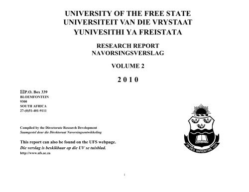 Vol 2 - Support Services - University of the Free State