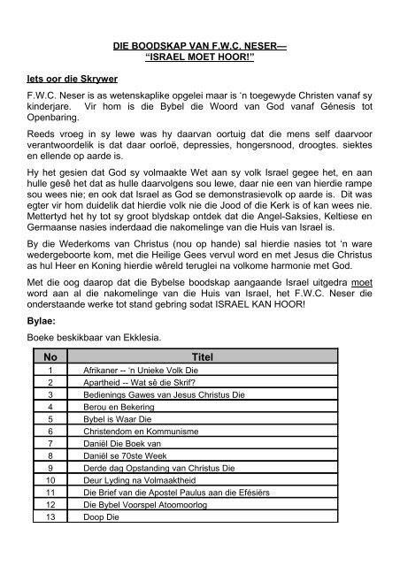 Die Bybel Voorspel Atoom Oorlog pdf - Ecclesia