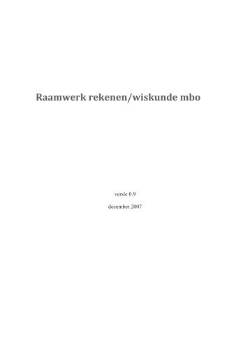 Raamwerk rekenen/wiskunde mbo - Gecijferdheid