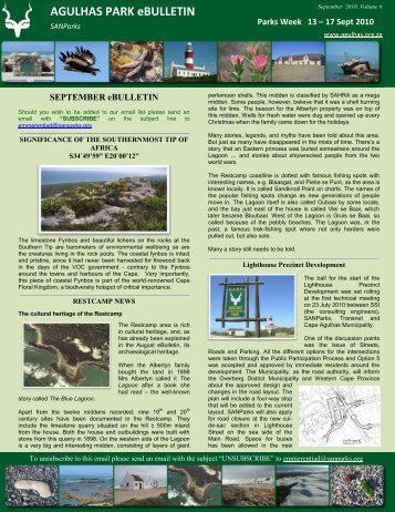 AGULHAS PARK eBULLETIN