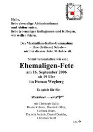 Ehemaligen-Fete - Maximilian-Kolbe-Gymnasium Wegberg