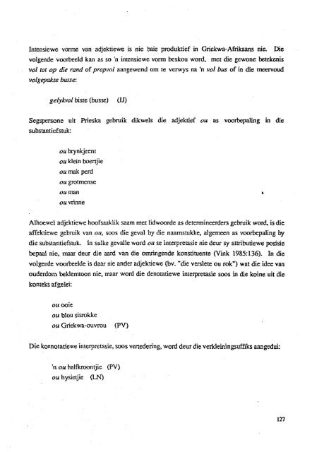 aspekte van die naamwoordkonstruksie in griekwa-afrikaans