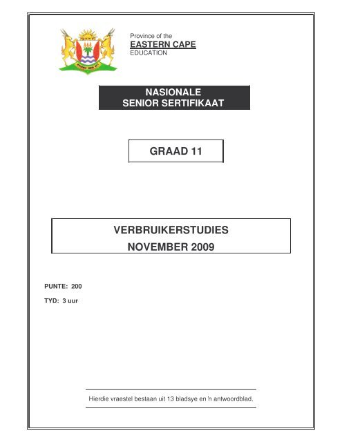 graad 11 verbruikerstudies november 2009 - Eccurriculum.co.za