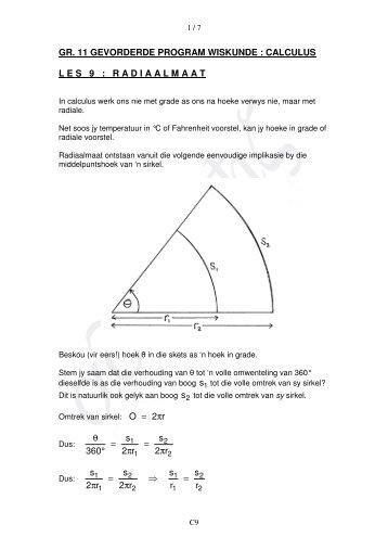 calculus les 9 : radiaalmaat - AdMaths