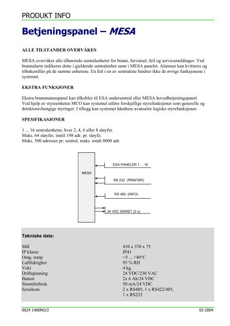 Produktblad MESA - Tac