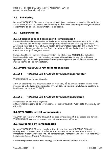 Service Level Agreement (SLA) - Jara.no