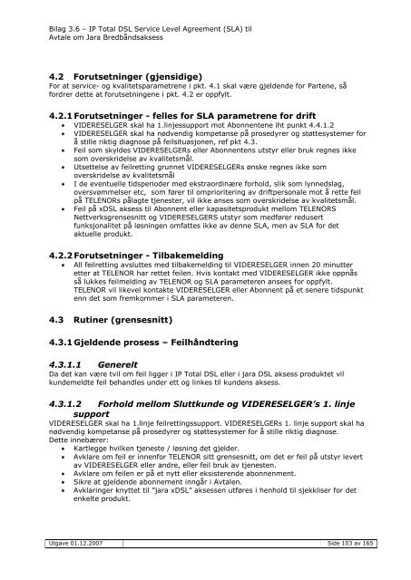 Service Level Agreement (SLA) - Jara.no