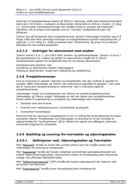 Service Level Agreement (SLA) - Jara.no