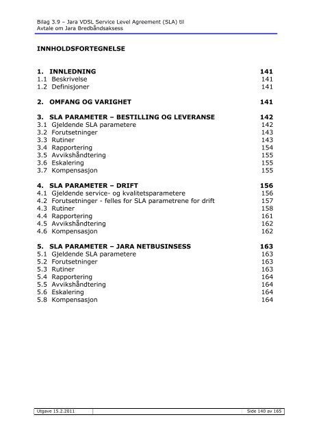 Service Level Agreement (SLA) - Jara.no