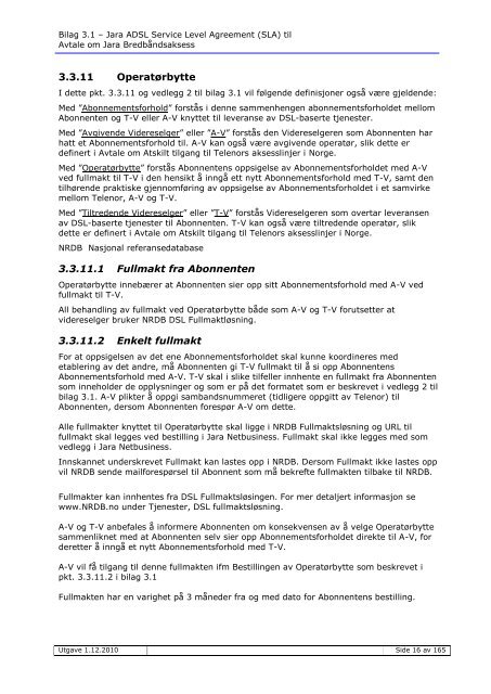 Service Level Agreement (SLA) - Jara.no