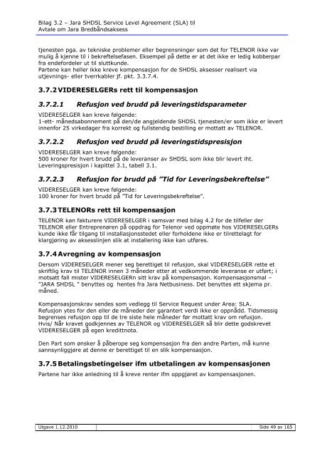 Service Level Agreement (SLA) - Jara.no